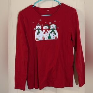 Festive Red Kids Snowman Shirt
